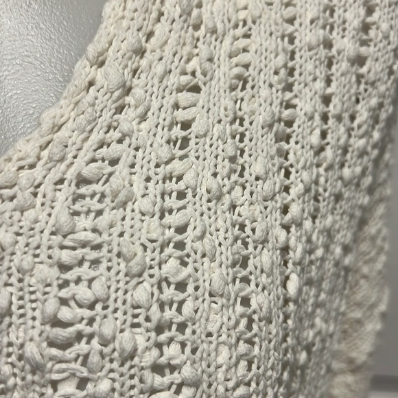 L*Space cream Olympia v neck hooded open knit cotton sweater size Small - Picture 5 of 7